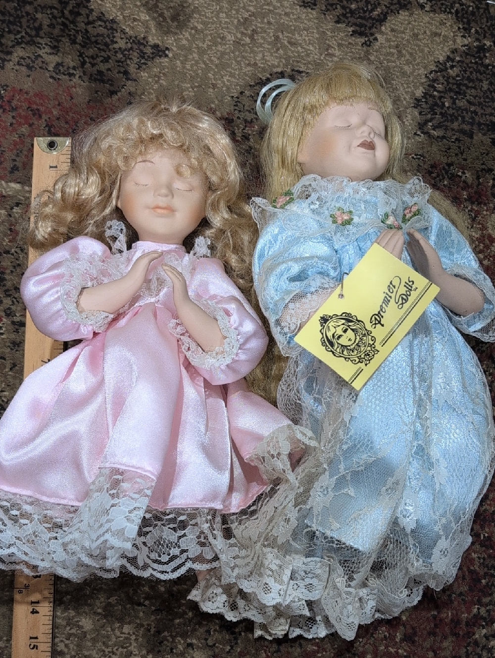 Kids Praying Porcelain Doll - Pink and Blue